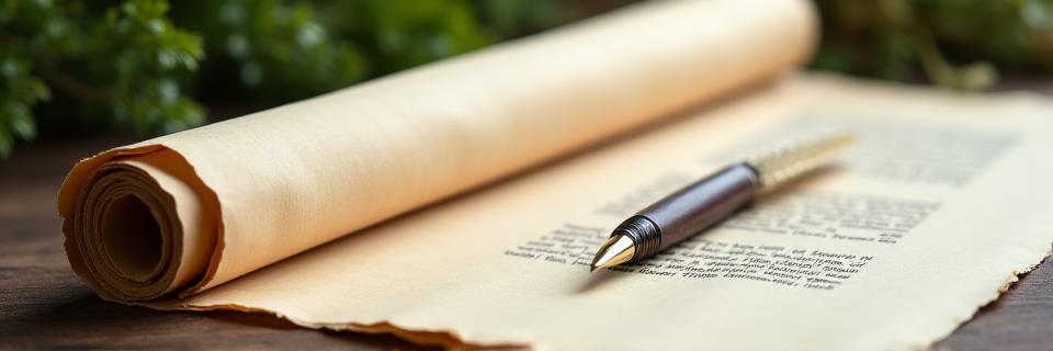 Legal document scroll with a quill pen and a soft green background, symbolizing agreement and well-being